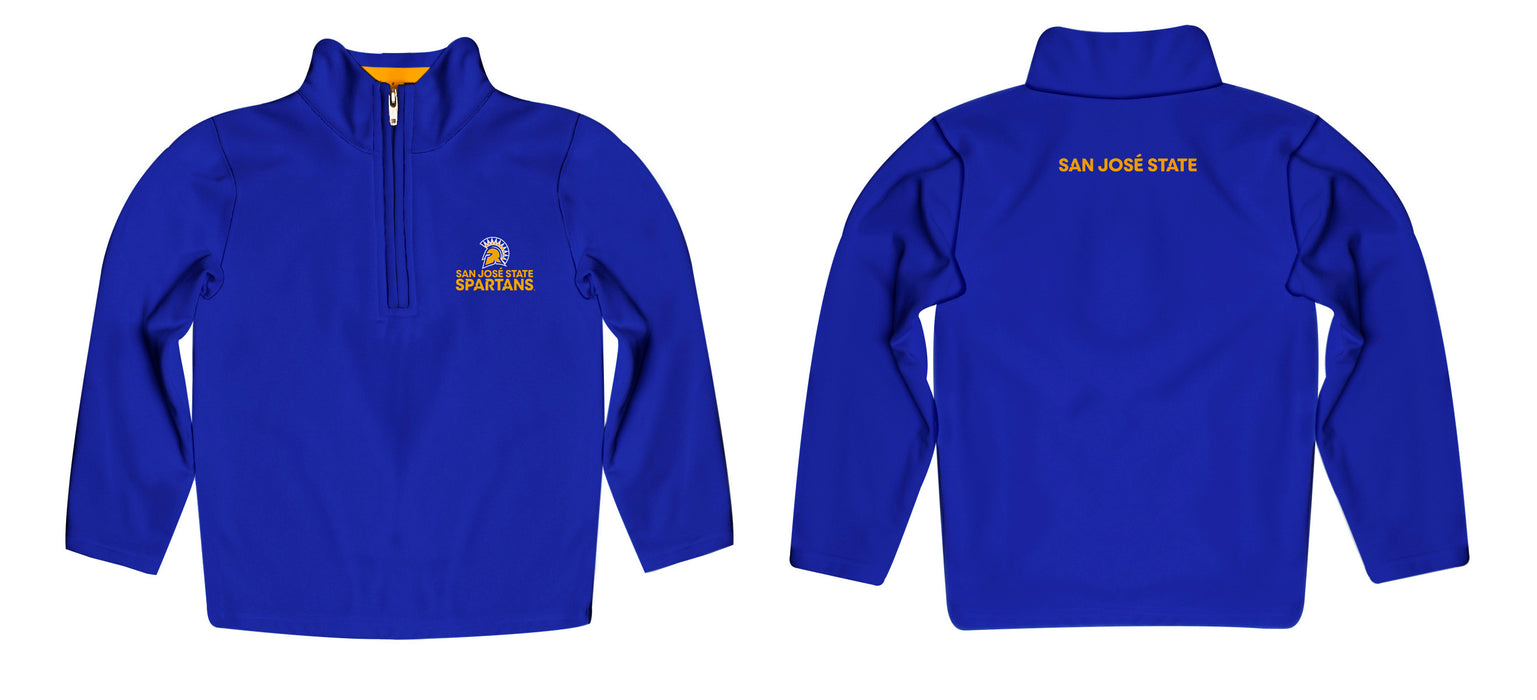 San Jose State Spartans Vive La Fete Logo and Mascot Name Womens Blue Quarter Zip Pullover - Vive La Fête - Online Apparel Store