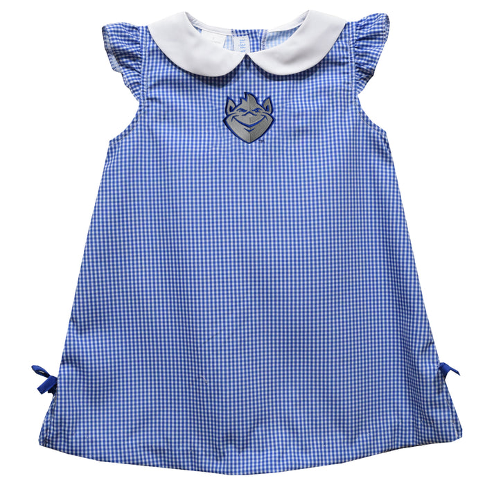 Saint Louis University Billikens SLU Embroidered Royal Gingham A Line Dress