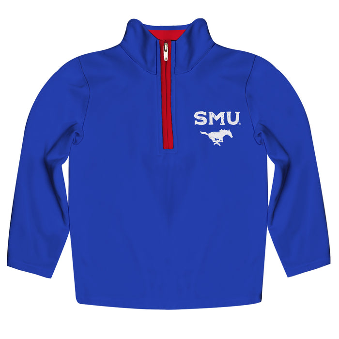 SMU Mustangs Hand Sketched Vive La Fete Impressions Artwork  Red Quarter Zip Pullover V1