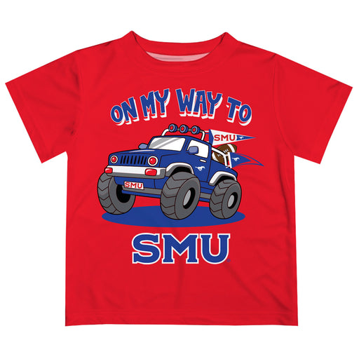 SMU Mustangs  Vive La Fete Monster Truck Boys Game Day Red Short Sleeve Tee