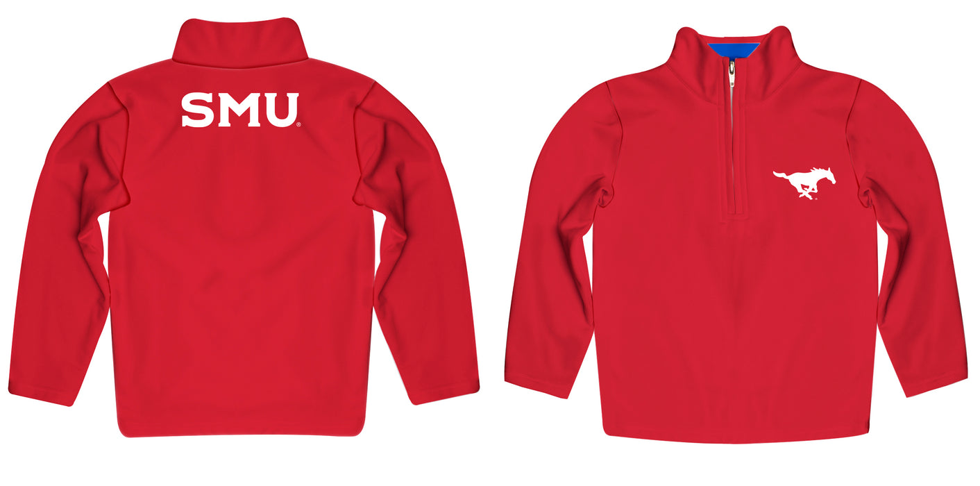 SMU Mustangs Vive La Fete Women Solid Red Quarter Zip Pullover Sleeves - Vive La Fête - Online Apparel Store