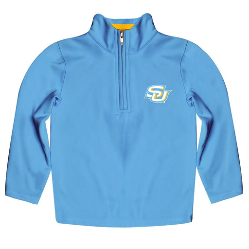 Southern University Jaguars Vive La Fete Game Day Solid Blue Quarter Zip Pullover Sleeves