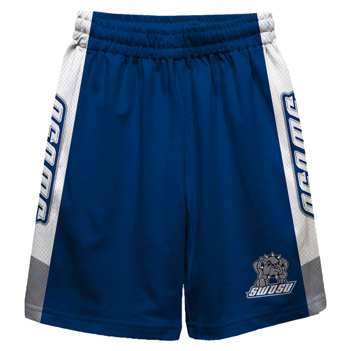 Southwestern Oklahoma State Bulldogs Vive La Fete Game Day Blue Stripes Boys Solid White Athletic Mesh Short