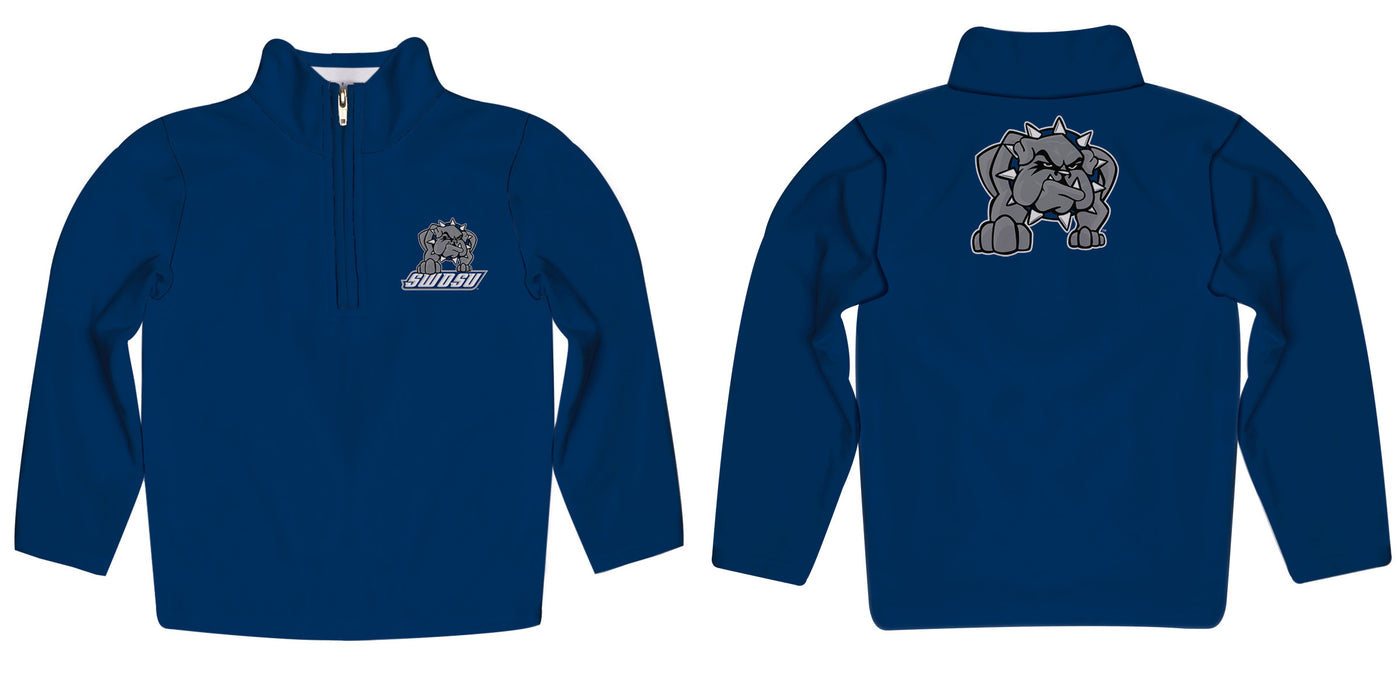 Southwestern Oklahoma State Bulldogs Vive La Fete Game Day Solid Blue Quarter Zip Pullover Sleeves