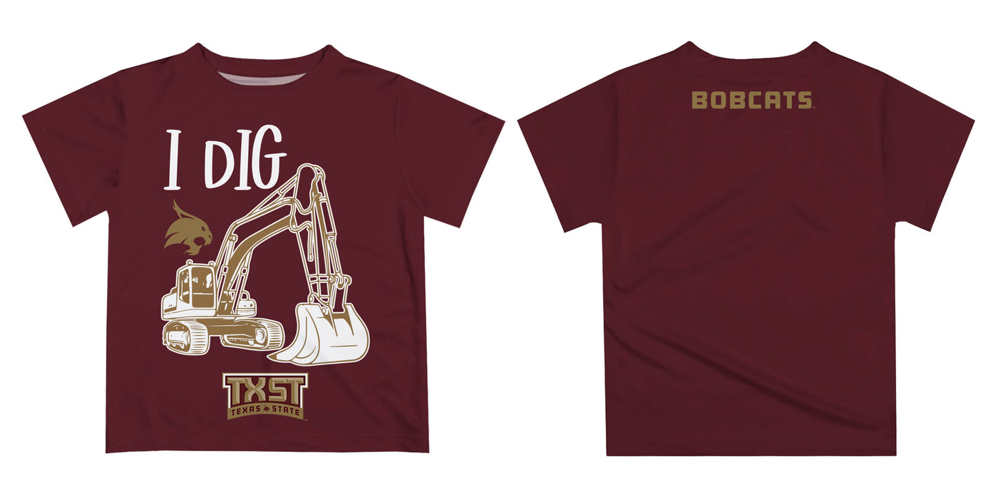 Texas State University Bobcats TXST Vive La Fete Excavator Boys Game Day Maroon Short Sleeve Tee - Vive La Fête - Online Apparel Store