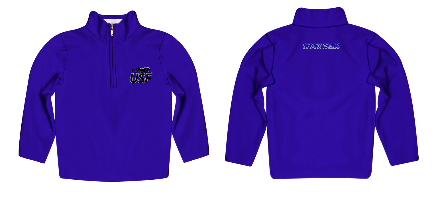 Sioux Falls Cougars Vive La Fete Logo and Mascot Name Womens Purple Quarter Zip Pullover - Vive La Fête - Online Apparel Store