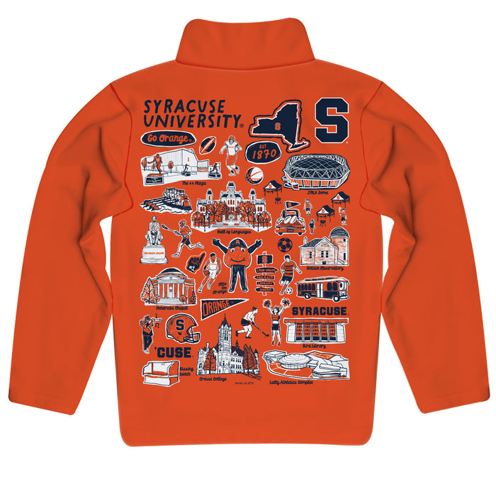 Syracuse Orange Hand Sketched Vive La Fete Impressions Artwork Orange Boys Quarter Zip Pullover V1