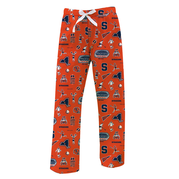 Syracuse Orange Repeat Print Hand Sketched Vive La Fete Impressions Artwork Womens  Orange  Lounge Pants