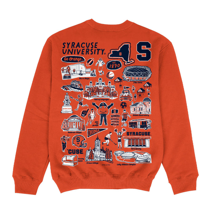 Syracuse Orange Hand Sketched Impressions Artwork Orange Crewneck Sweatshirt for Women