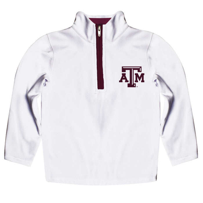 Texas A&M Aggies Hand Sketched Vive La Fete Impressions Artwork  White Quarter Zip Pullover V1