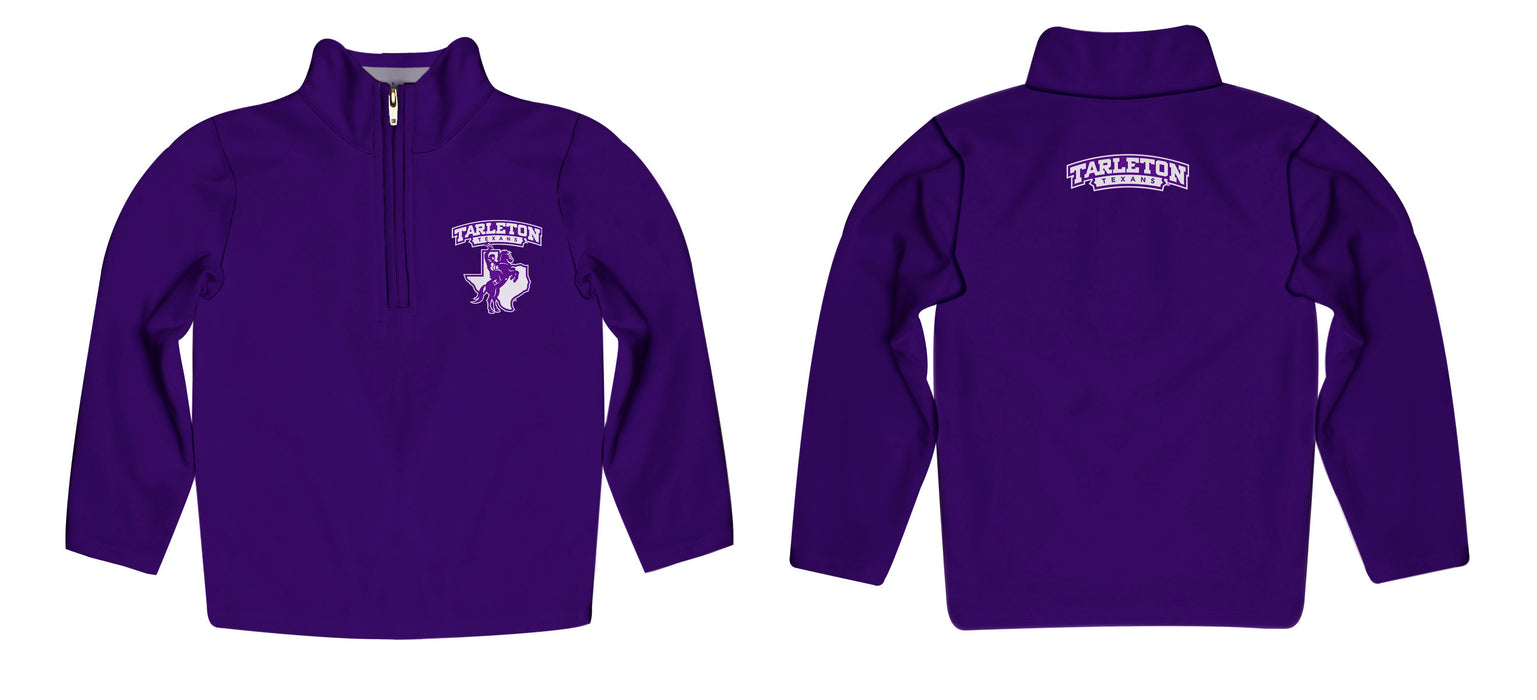 Tarleton State University Vive La Fete Game Day Solid Purple Quarter Zip Pullover Sleeves