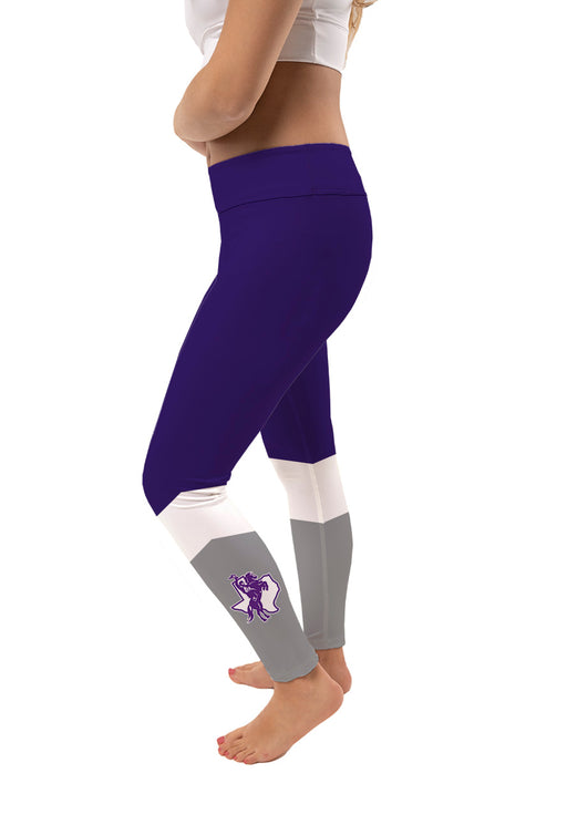 Tarleton State Texans Vive La Fete Game Day Collegiate Ankle Color Block Women Purple Gray Yoga Leggings - Vive La Fête - Online Apparel Store