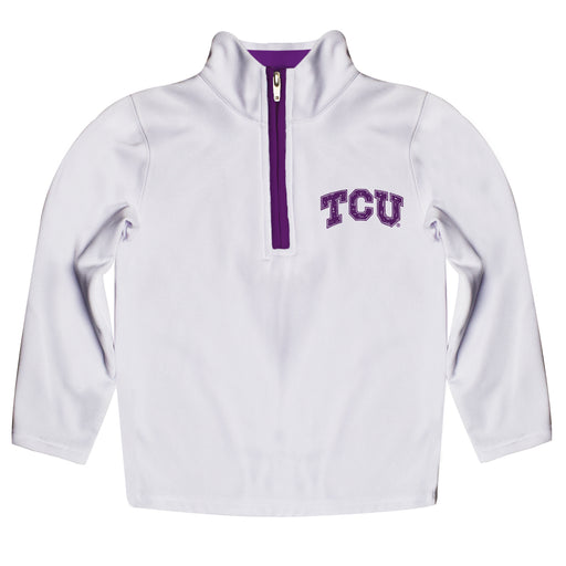 TCU Horned Frogs Hand Sketched Vive La Fete Impressions Artwork  White Quarter Zip Pullover V1