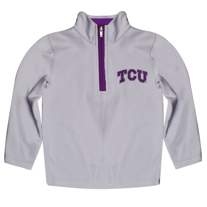 TCU Horned Frogs Hand Sketched Vive La Fete Impressions Artwork  Gray Quarter Zip Pullover V1