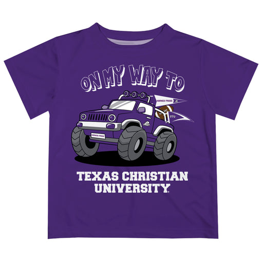 TCU Horned Frogs Vive La Fete Monster Truck Boys Game Day Purple Short Sleeve Tee