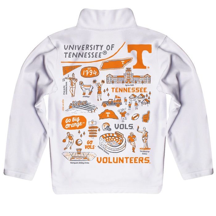 Tennessee Vols Hand Sketched Vive La Fete Impressions Artwork White Boys Quarter Zip Pullover V1