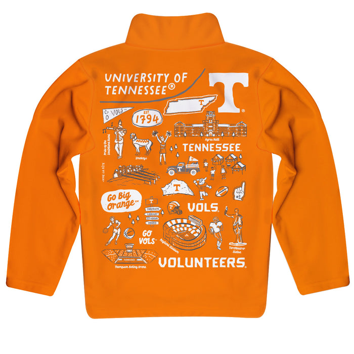 Tennessee Vols Hand Sketched Vive La Fete Impressions Artwork  Orange Boys Quarter Zip Pullover V1