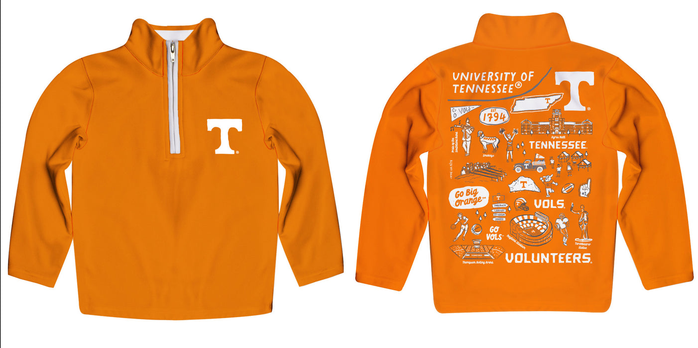 Tennessee Vols Hand Sketched Vive La Fete Impressions Artwork  Orange Boys Quarter Zip Pullover V1