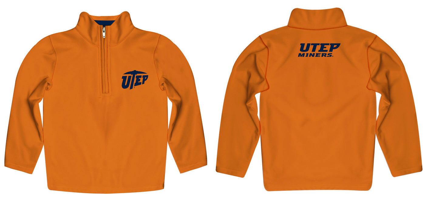 Texas at El Paso Miners Vive La Fete Logo and Mascot Name Womens Orange Quarter Zip Pullover - Vive La Fête - Online Apparel Store