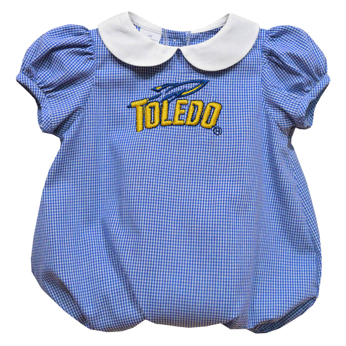 University of Toledo Rockets Embroidered Royal Gingham Baby Bubble Short Sleeve