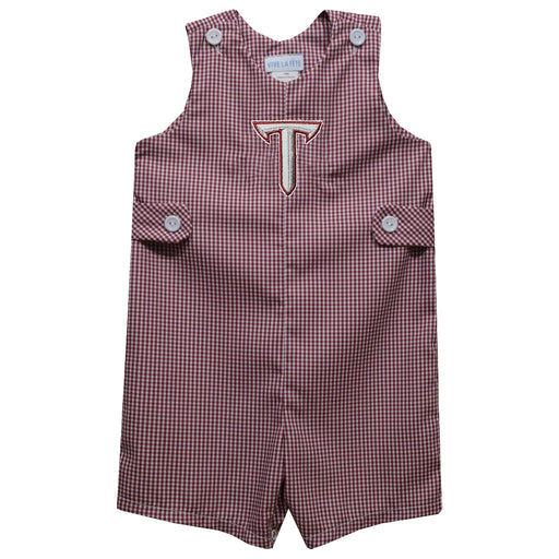 Troy Trojans Embroidered Maroon Gingham Boys Jon Jon