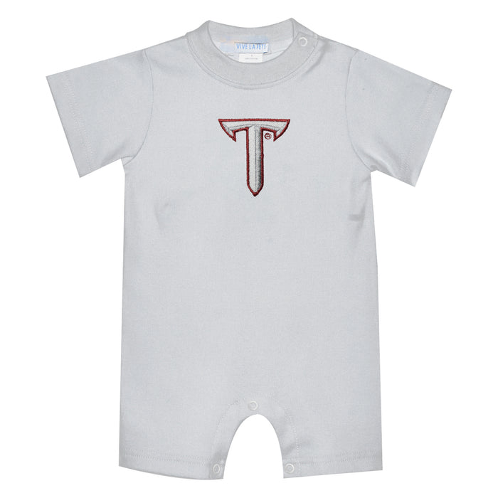 Troy Trojans Embroidered White Knit Short Sleeve Boys Romper