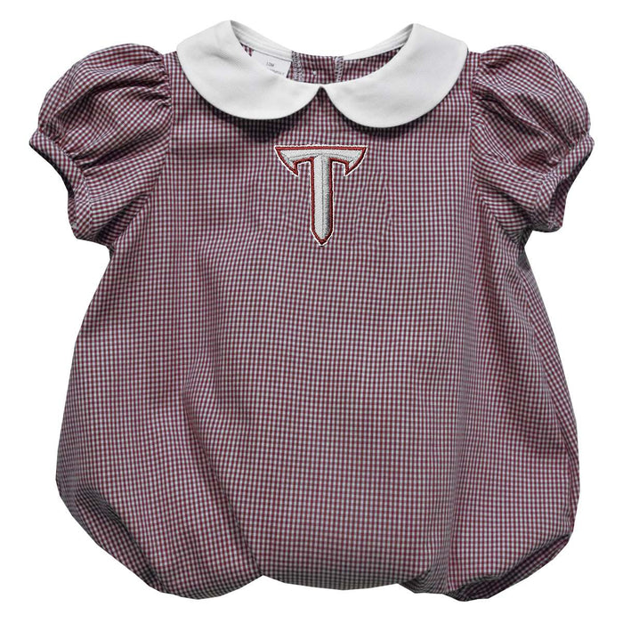 Troy Trojans Embroidered Maroon Girls Baby Bubble Short Sleeve