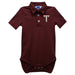 Troy Trojans Embroidered Maroon Solid Knit Boys Polo Bodysuit