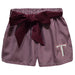 Troy Trojans Embroidered Maroon Gingham Girls Short with Sash