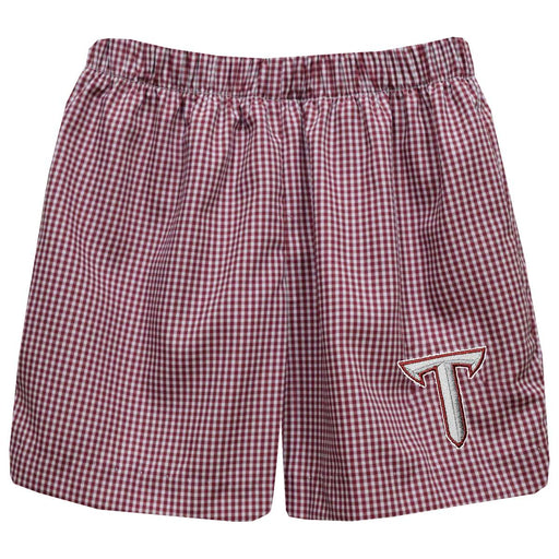 Tuskegee University Golden Tigers Embroidered Maroon Gingham Pull On Short