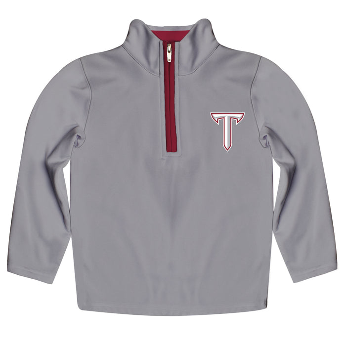 Troy Trojans Hand Sketched Vive La Fete Impressions Artwork  Gray Quarter Zip Pullover V1