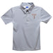 Troy Trojans Embroidered Gray Stripes Short Sleeve Polo Box Shirt