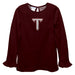 Troy Trojans Embroidered Maroon Knit Long Sleeve Girls Blouse