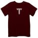 Troy Trojans Embroidered Maroon knit Short Sleeve Boys Tee Shirt