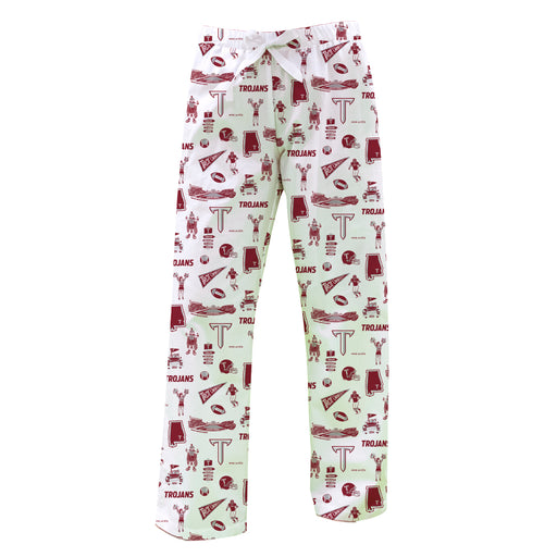 Troy Trojans Repeat Print Hand Sketched Vive La Fete Impressions Artwork Womens  White  Lounge Pants