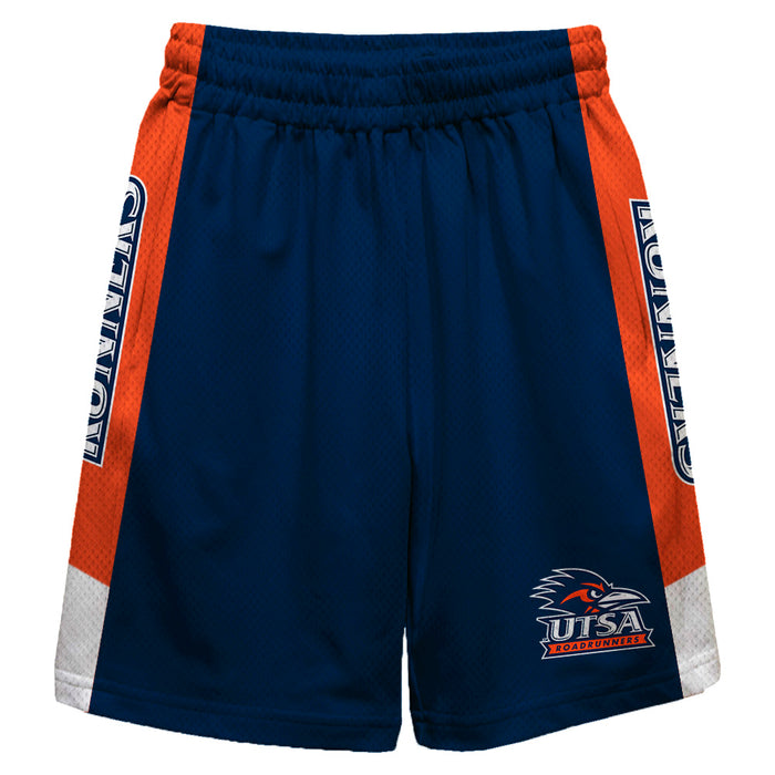 Texas at San Antonio Roadrunners Vive La Fete Game Day Blue Stripes Boys Solid Orange Athletic Mesh Short