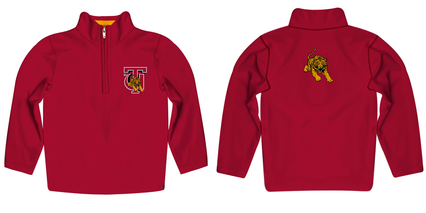 Tuskegee University Golden Tigers Vive La Fete Game Day Solid Crimson Quarter Zip Pullover Sleeves