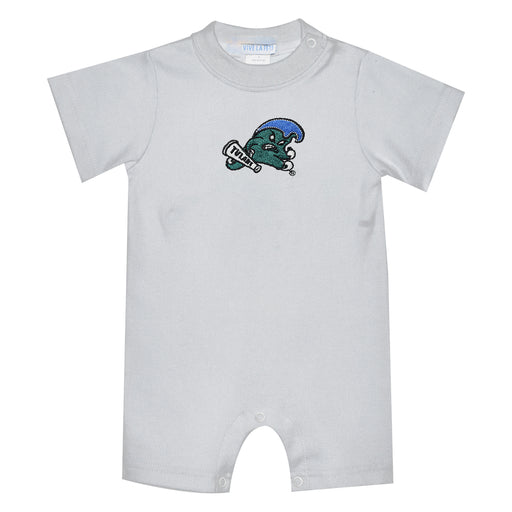 Tulane Green Wave Embroidered White Knit Short Sleeve Boys Romper