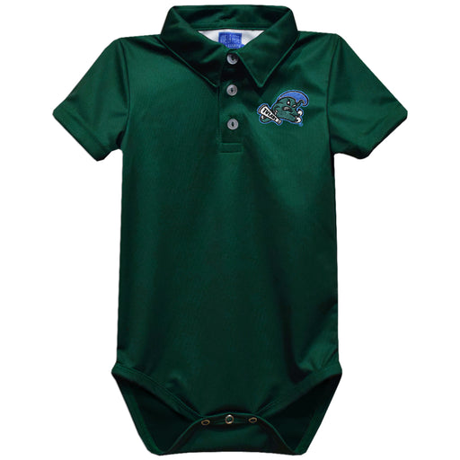 Tulane Green Wave Embroidered Hunter Green Solid Knit Boys Polo Bodysuit