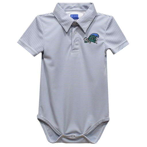 Tulane Green Wave Embroidered Gray Stripe Knit Boys Polo Bodysuit