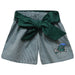 Tulane Green Wave Embroidered Hunter Green Gingham Girls Short with Sash