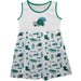 Tulane Green Wave Sleeveless Tank Dress Girls White Repeat Print Hand Sketched Vive La Fete Impressions