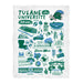 Tulane Green Wave White Hand Sketched Vive La Fete Impressions Artwork Plush Soft Minky Blanket 36 x 48