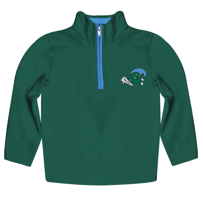 Tulane Green Wave Hand Sketched Vive La Fete Impressions Artwork  Green Quarter Zip Pullover V1