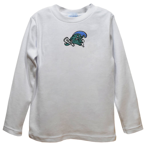 Tulane Green Wave Embroidered White Knit Long Sleeve Boys Tee Shirt