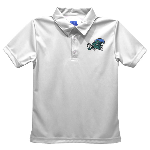 Tulane Green Wave Embroidered White Short Sleeve Polo Box Shirt