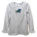 Tulane Green Wave Embroidered White Knit Long Sleeve Girls Blouse