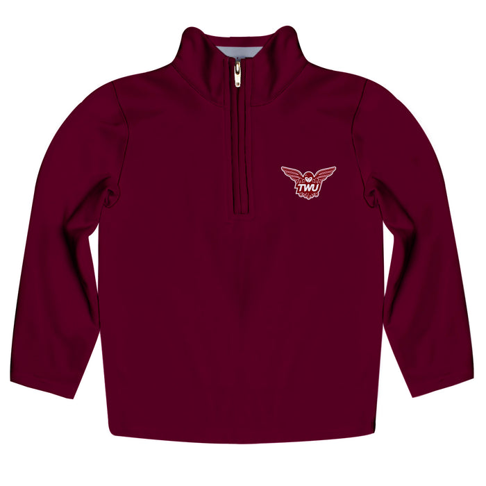 Texas Womans Pioneers Vive La Fete Logo and Mascot Name Womens Maroon Quarter Zip Pullover