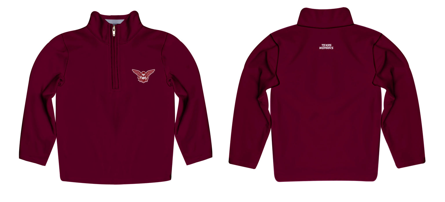 Texas Womans Pioneers Vive La Fete Logo and Mascot Name Womens Maroon Quarter Zip Pullover - Vive La Fête - Online Apparel Store