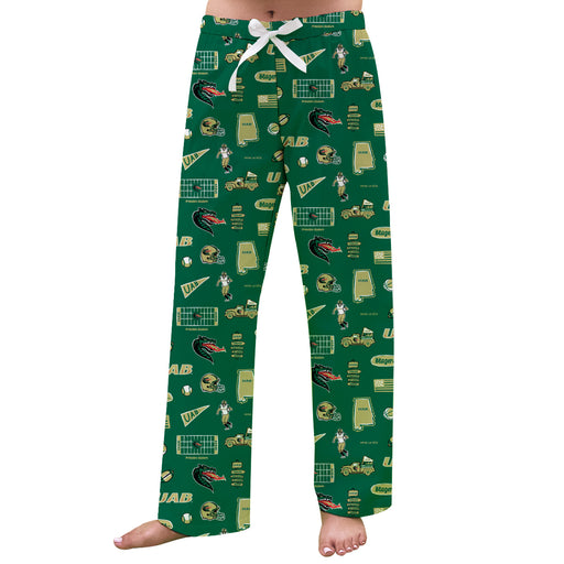 Alabama at Birmingham Blazers Repeat Print Hand Sketched Vive La Fete Impressions Artwork Womens  Green  Lounge Pants